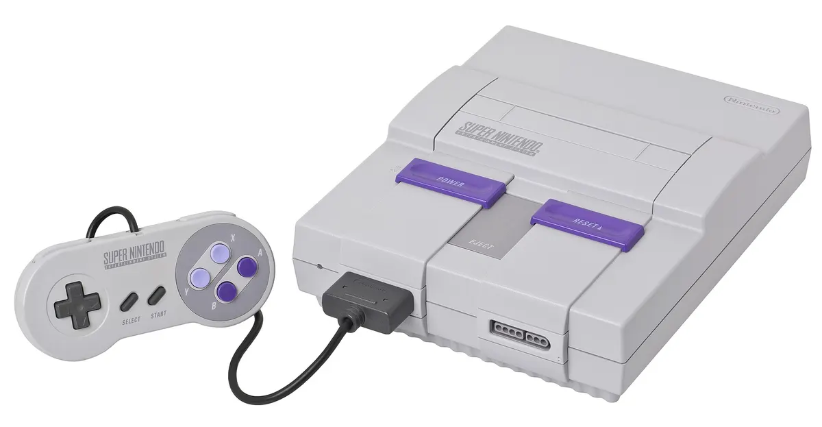 Original North American Super Nintendo (SNES) console with controller